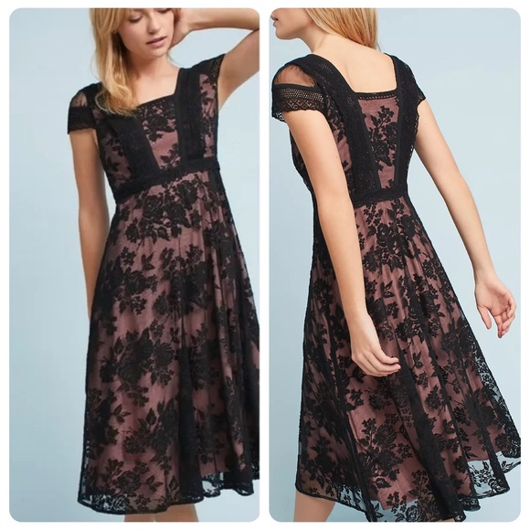 Anthropologie Moulinette Soeurs Malia Black Lace Midi Dress 2 - Picture 1 of 7
